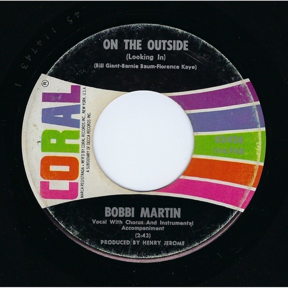 Bobbi Martin 45 On The Outside/Don't Forget I Still Love You on Coral VG Country - Picture 1 of 2